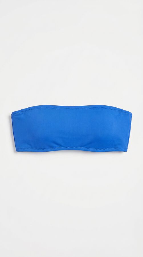 HI&BYE Blaues einfarbiges Bandeau-Bikinitop Blau