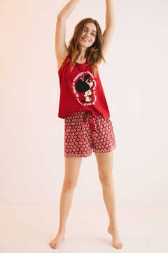Womensecret Malfalda-mintás, rövid piros pizsama, 100% pamutból piros