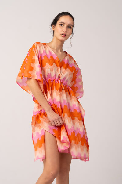 Womensecret Women's kaftan with geometric print in orange tones red