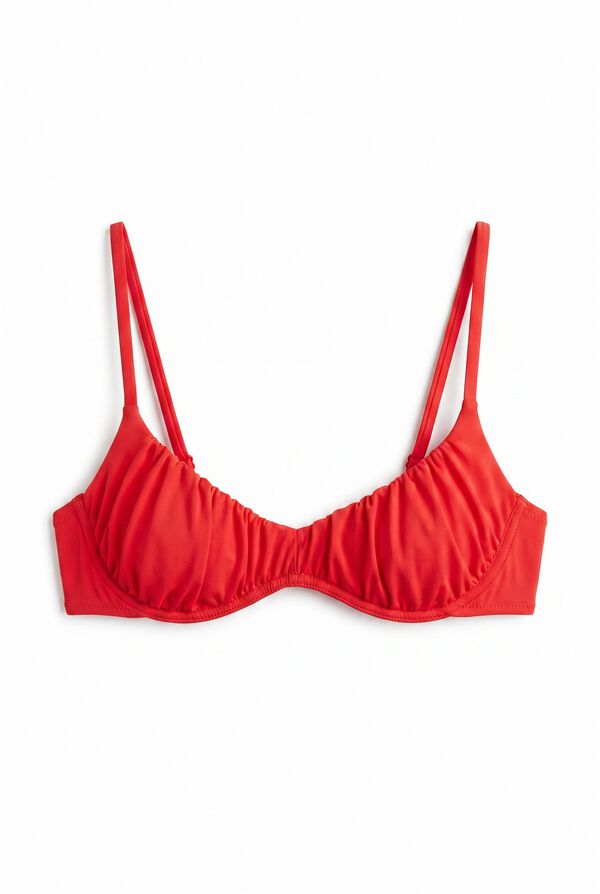 Women'secret Orange silk-effect ruched bikini top red