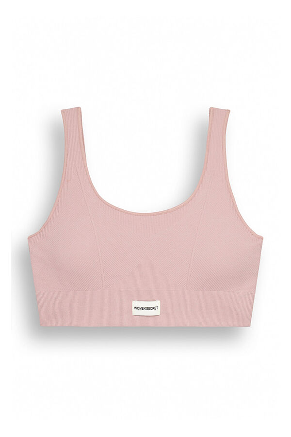 Womensecret Seamless pink ribbed crop top pink