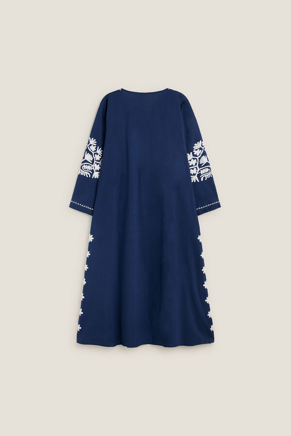 Womensecret Long cotton tunic with embroidered details Plava
