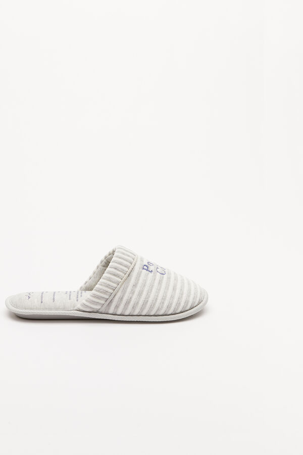 Womensecret Grey striped slippers with text Siva