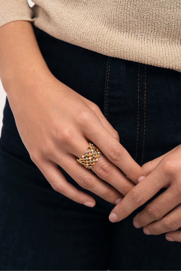 Singularu Mini Bomb Enamel Ring Gold Steel imprim&eacute;