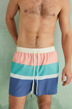 Womensecret Men's multi-coloured striped swimming shorts printed