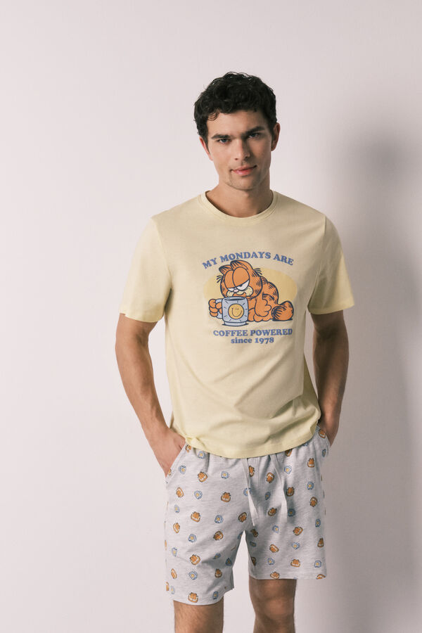Women'secret 100% cotton men's short pyjamas GARFIELD yellow