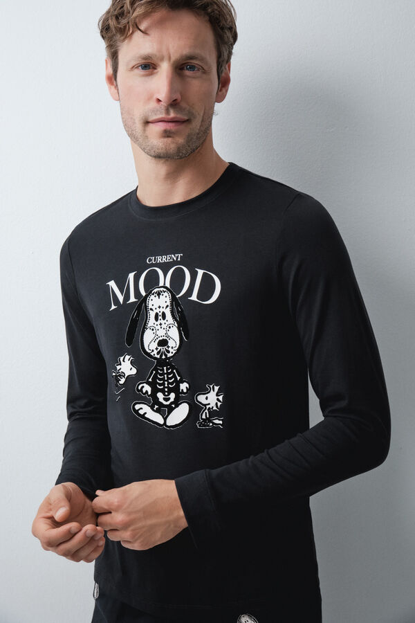 Women'secret Pyjama long en coton Snoopy Halloween noir