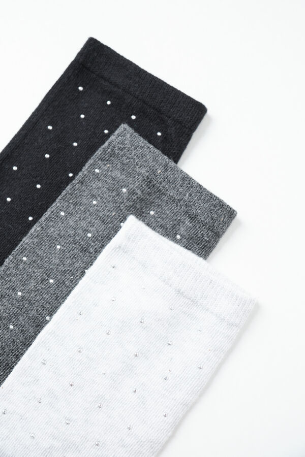 Women'secret Pack of 3 long studded socks grey