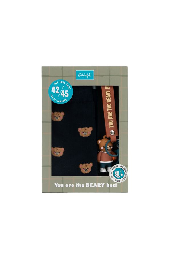 Mr. Wonderful Sock and key ring set - You are the beary best printed