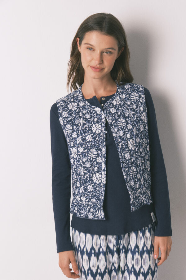 Women'secret Gilet matelass&eacute; imprim&eacute; boh&egrave;me bleu