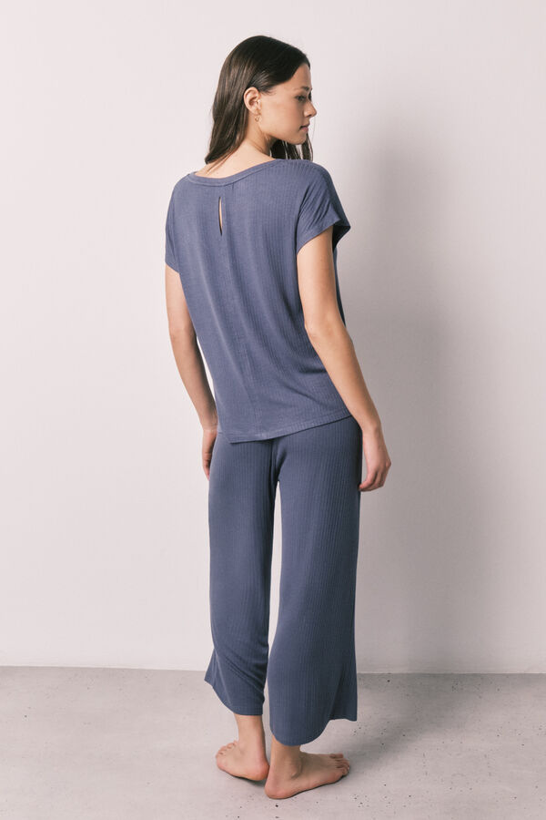 Women'secret Plava mekana viskozna kapri pidžama Plava