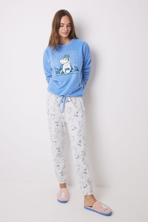 Womensecret Moomin soft fleece long pyjamas blue