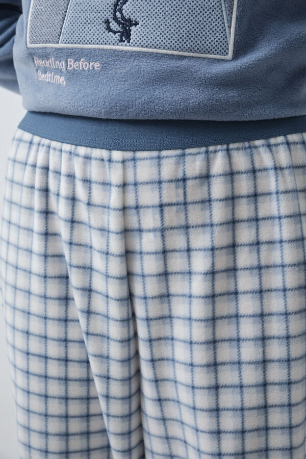 Women'secret Pyjama long polaire &agrave; carreaux Snoopy bleu