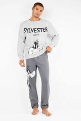 Gisela Conjunto pijama hombre Sylvester en punto interlock gris