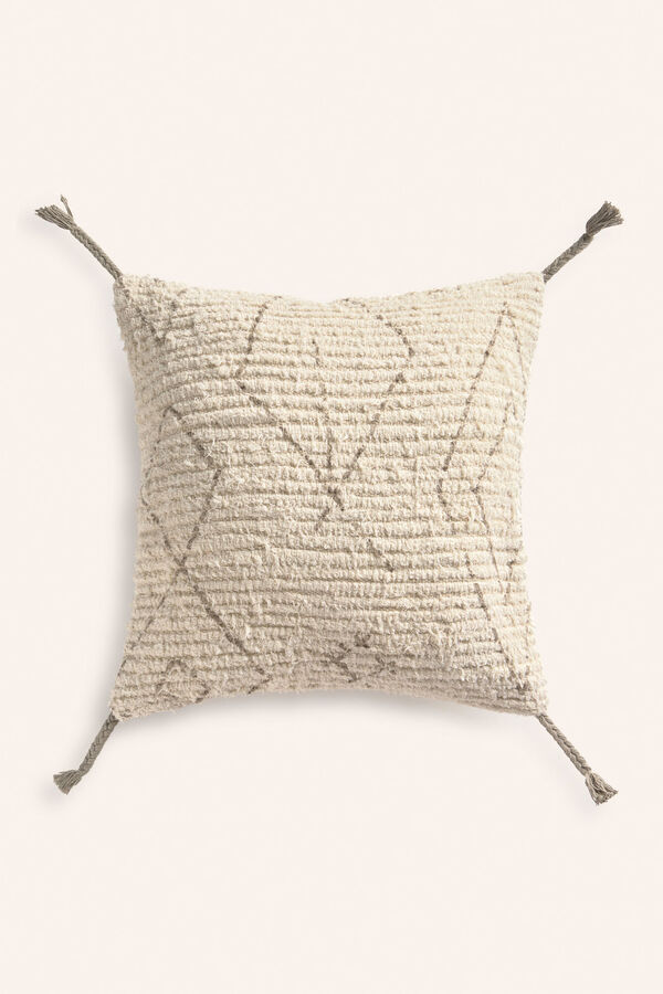 Calma House Stone cotton ethnic square cushion cover Mayo 60x60 grey