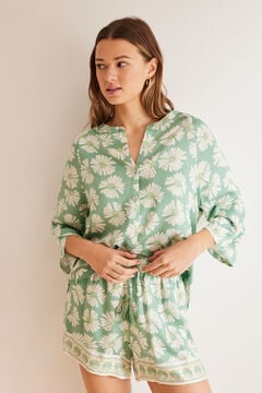 Womensecret 3/4-es ujjú, inges pizsama  zöld
