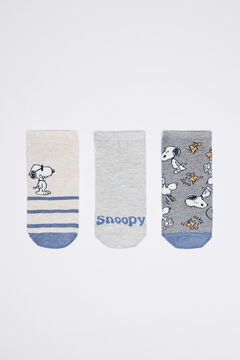 Womensecret Pack 3 calcetines cortos algodón Snoopy gris estampado