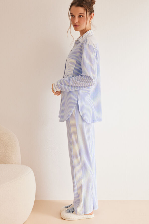 Womensecret Pyjama chemise 100 % coton rayures SmileyWorld ®  bleu
