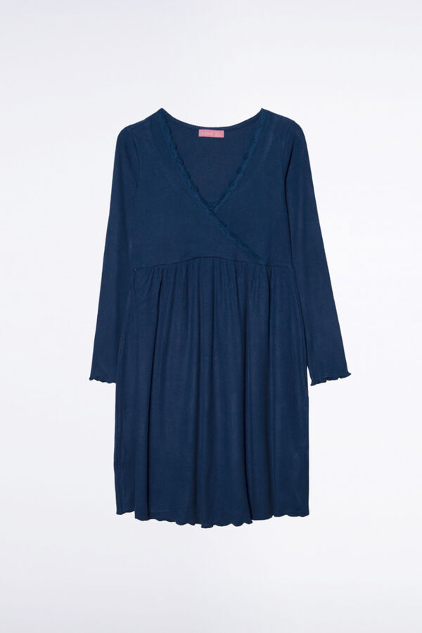 Ohma! Camis&oacute;n rib premam&aacute; con escote cruzado azul