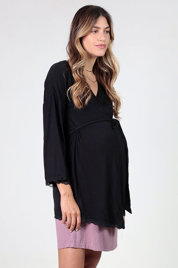 Womensecret Maternity robe with lace details fekete