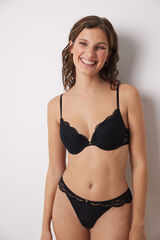 Womensecret String microfibre et dentelle noir noir