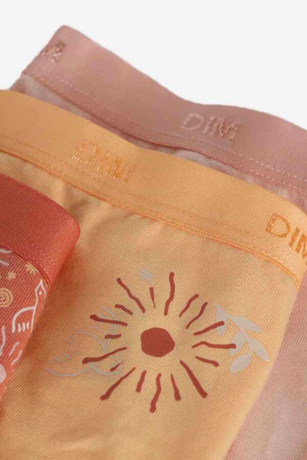 Dim Lot de 3 culottes fille imprim&eacute;es bordeaux