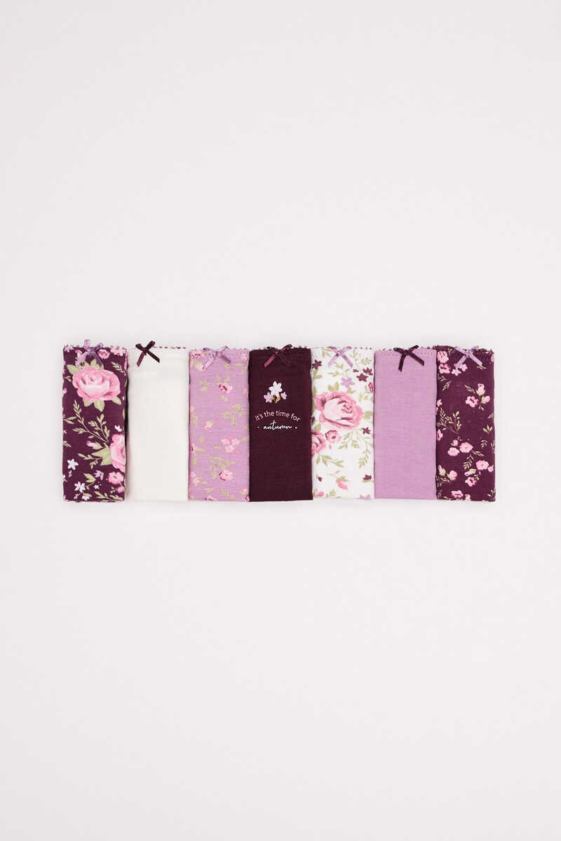 Womensecret 7-pack of maroon floral cotton panties printed
