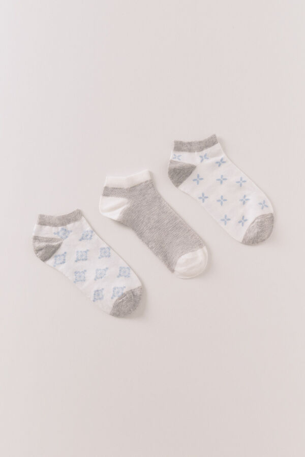 Women'secret Lot de 3 chaussettes courtes à imprimé méditerranéen imprimé
