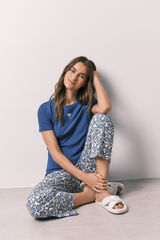 Women'secret Blue printed cotton capri pyjamas blue