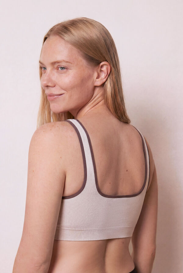 Women'secret Beige seamless ribbed long top nude