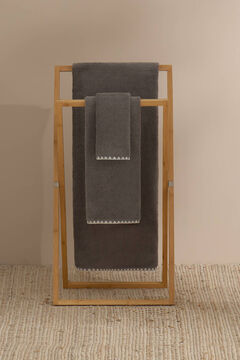 Womensecret Dekorativ besticktes Gästehandtuch aus Baumwolle 30 x 50 cm. Grau