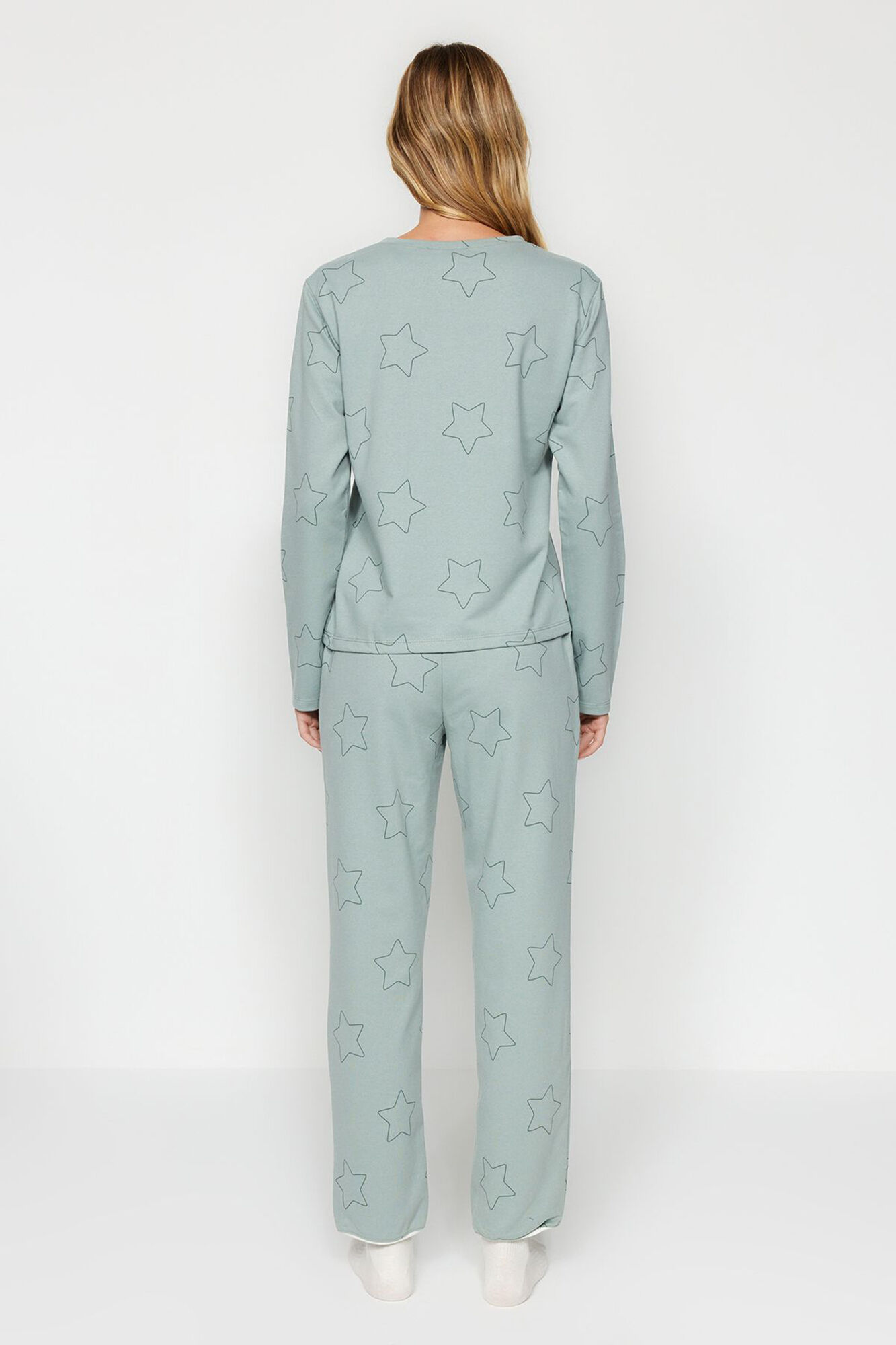 Trendyol Conjunto pijama con estrellas menta&nbsp;100% algod&oacute;n