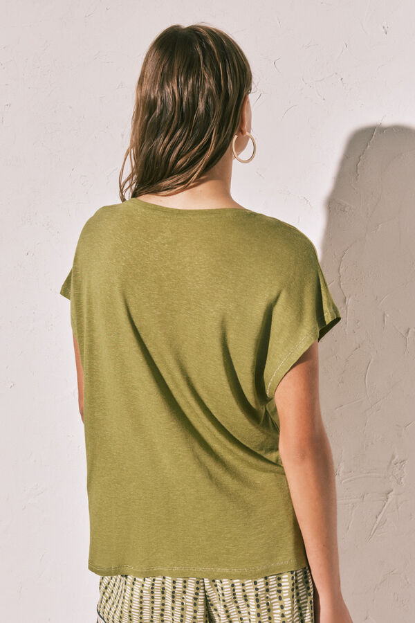 Women'secret Green short sleeve T-shirt beige