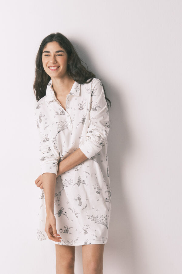 Women'secret 100% cotton printed short nightgown EL PRINCIPITO white