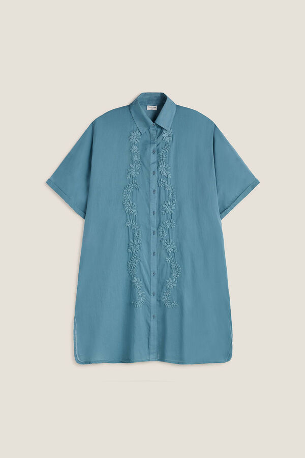 Womensecret Embroidered cotton tunic/shirt Plava