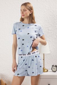 Trendyol Conjunto de pijama corto corazones