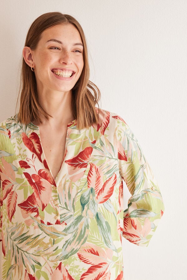 Womensecret Strandhemd mit tropischem Print mit Print