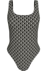 Calvin Klein Printed backless swimsuit grey