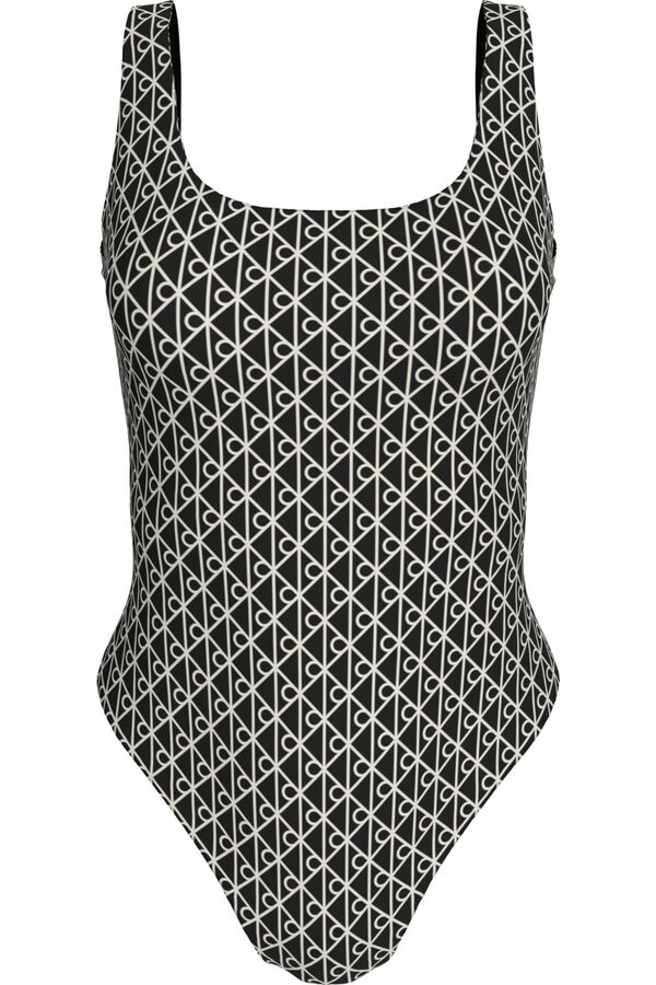 Calvin Klein Printed backless swimsuit grey