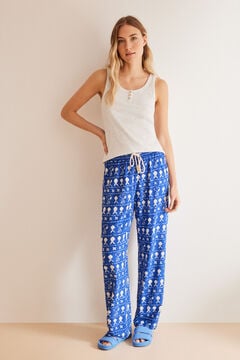 Womensecret All-over Snoopy viscose trousers blue