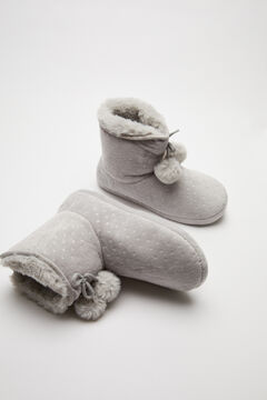 Womensecret Grey sparkly pompom fur slipper boots grey