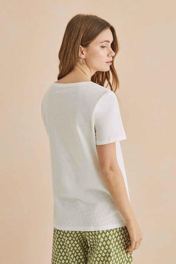 Womensecret White 100% cotton T-shirt beige