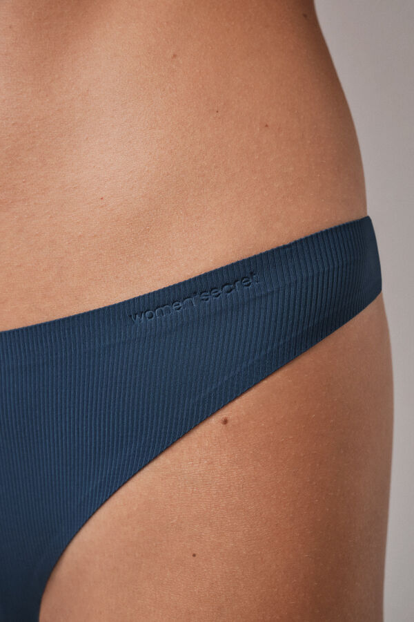 Women'secret Blue microfibre and tulle Brazilian panty blue