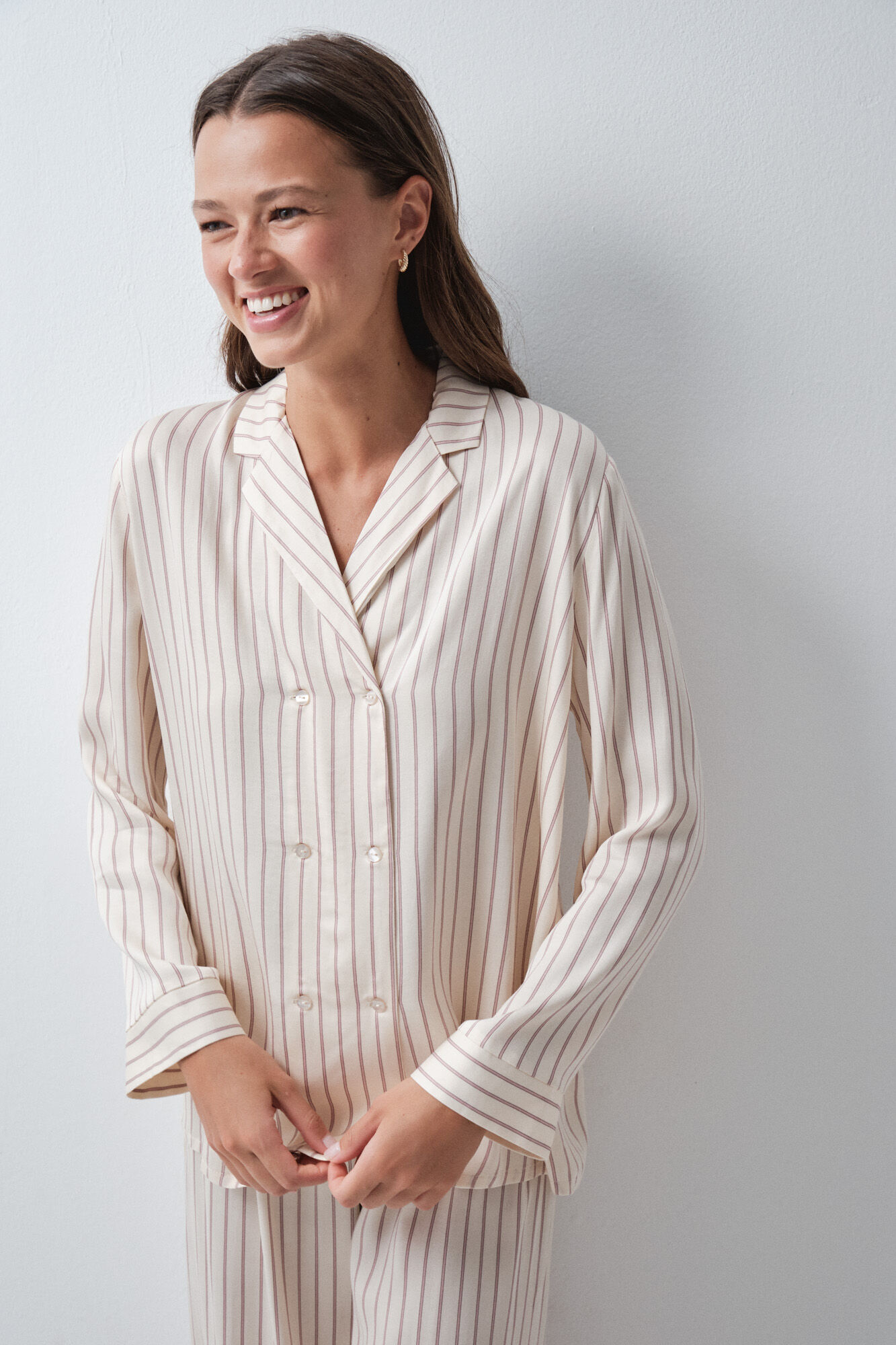 Women'secret Striped satin-finish classic pyjamas