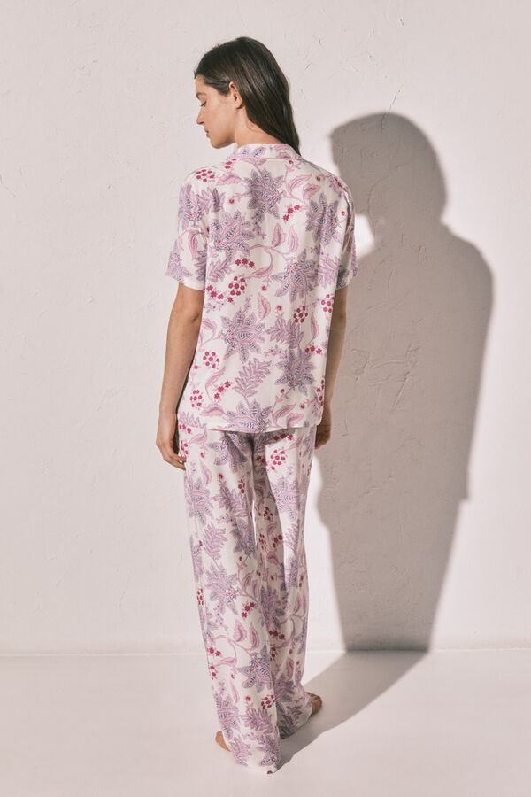 Women'secret Floral print classic long pyjamas white