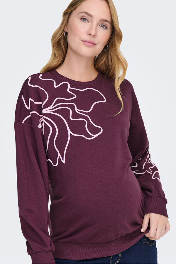 Only Maternity Sudadera estampado flores maternity burdeos
