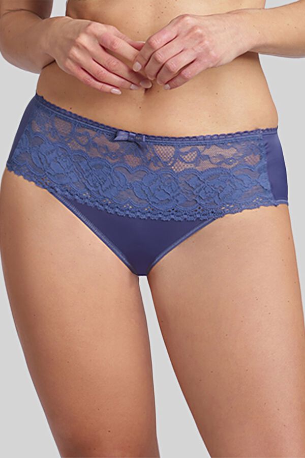 Playtex Satynowe figi z wysokim stanem i haftem kwiatowym niebieski