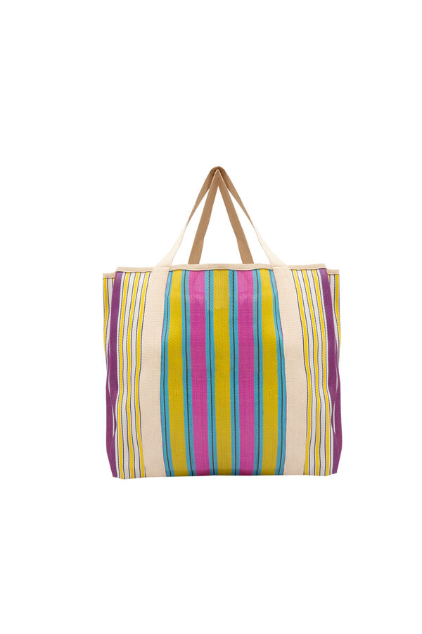 Mr. Wonderful Stripe pattern bag-Yellow, blue and purple Print