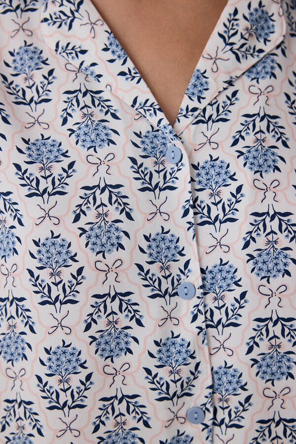 Penti Conjunto de pijama de manga larga con estampado de flores azules azul