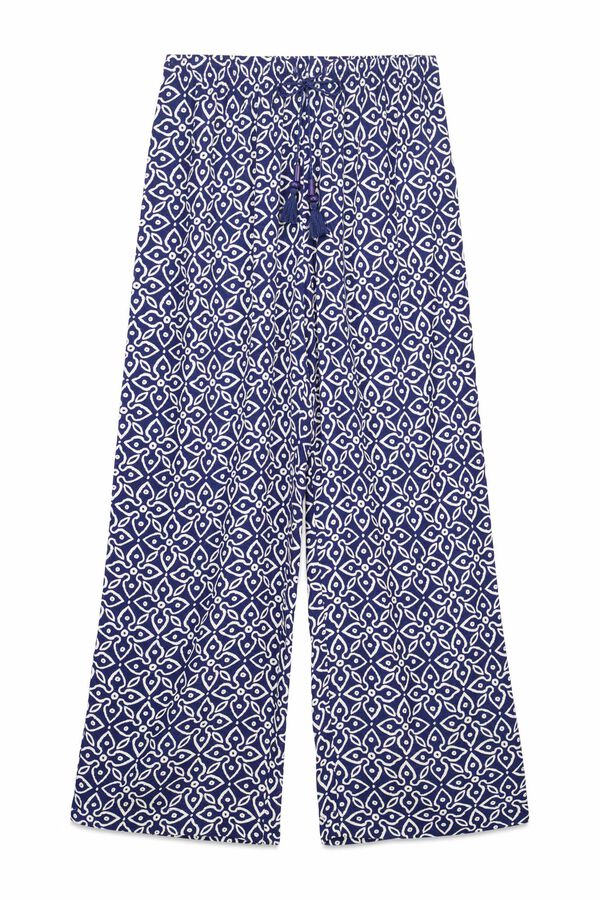Women'secret Stamp print Capri trouser blue